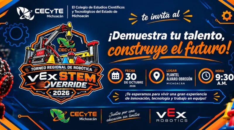CECyTE Álvaro Obregón Recibirá Torneo Regional de Robótica VEX STEM Overdrive 2026
